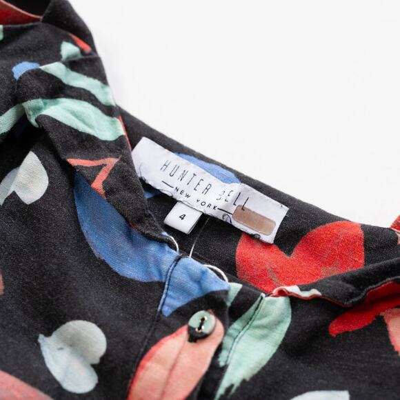 Hunter Bell Anderson Black Floral Linen Dress - Size 4 - Picture 4 of 6